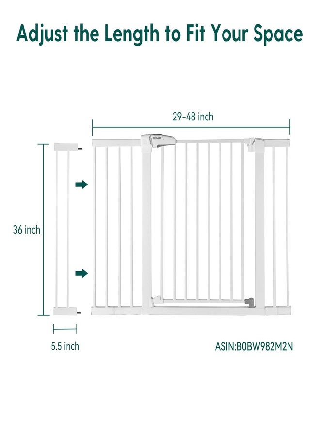 بابيليو موسع بوابة الأطفال/الكلاب المعدني من بابيلو، 14 سم (5.5 بوصة)، أبيض، ملحقات بوابة الحيوانات الأليفة عريضة للغاية للسلالم والمداخل، لا حاجة لأدوات أو حفر، ارتفاع 91 سم (36 بوصة). - Image 2